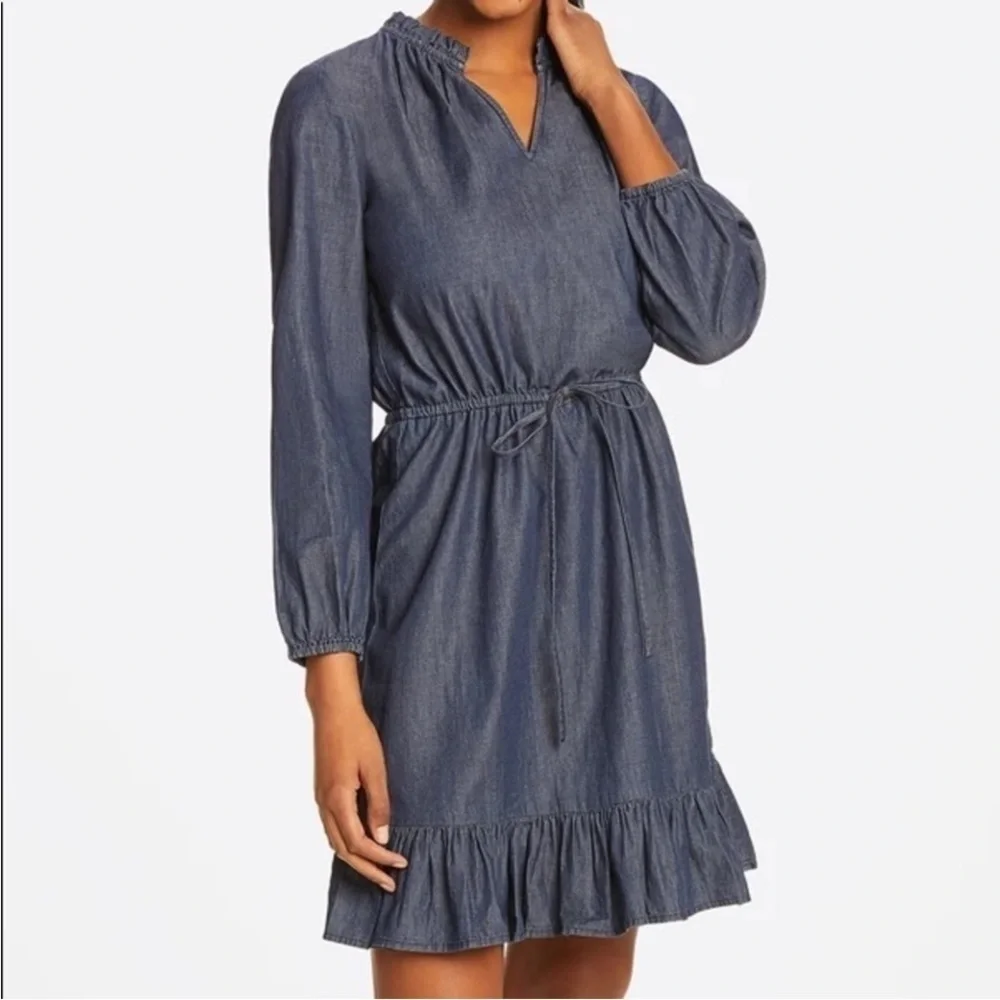NWT Draper James Chambray Popover Dress Dark Wash Style DRD0582 Blue Size XXL